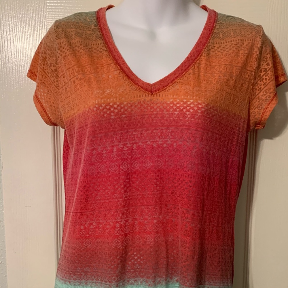 Rue 21 Short Sleeve Shirt Top XL Orange Ombré
